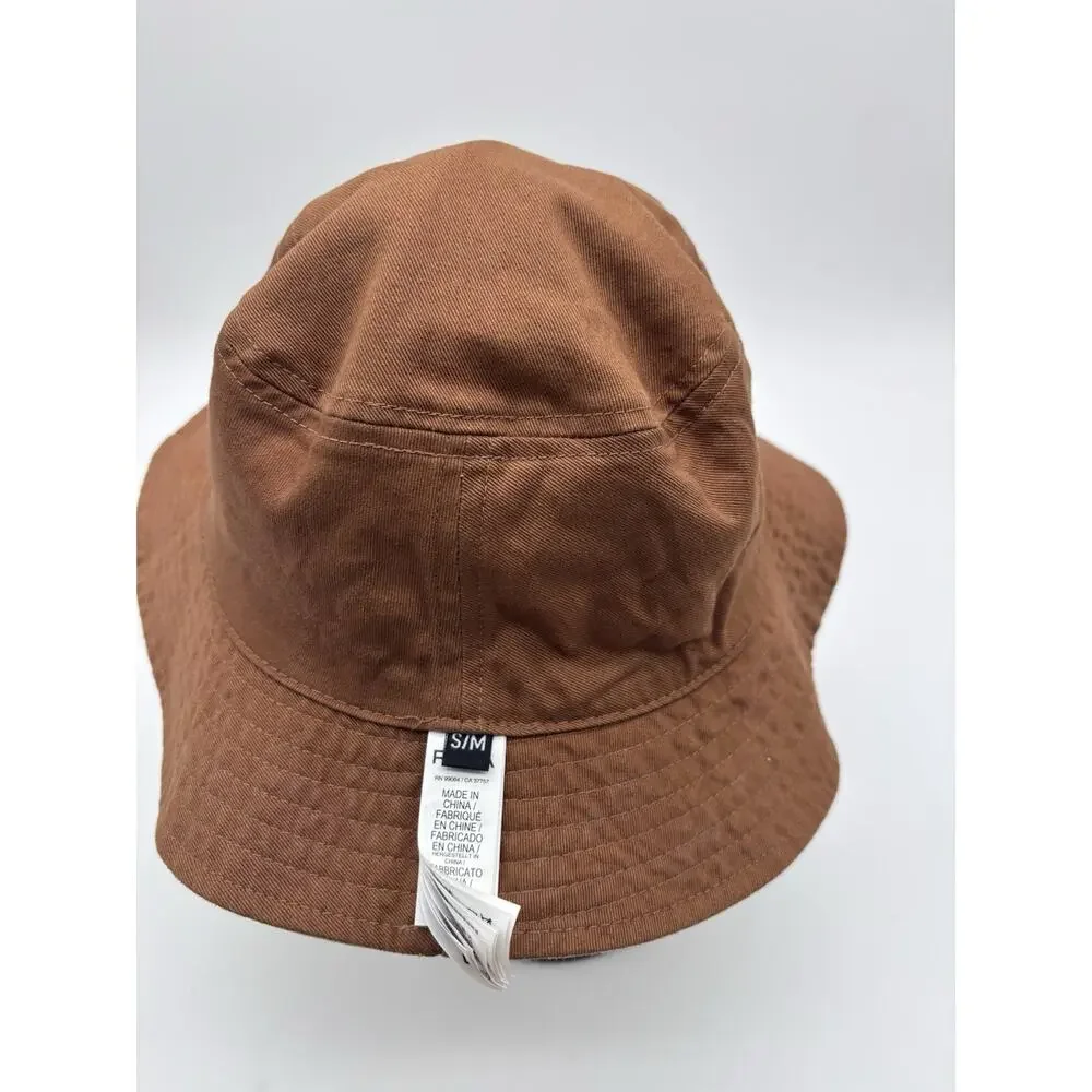 RVCA Women's Reversible Location Bucket Hat Gingham Floral Cream Pink S/M EUC
